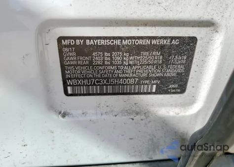 2018 BMW X1 Sdrive28I из США, поврежденный, VIN WBXHU7C3XJ5H40087